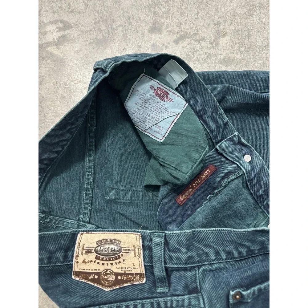 Vintage Pepe Jeans Green/Blue Denim Jeans Men's Size 38W